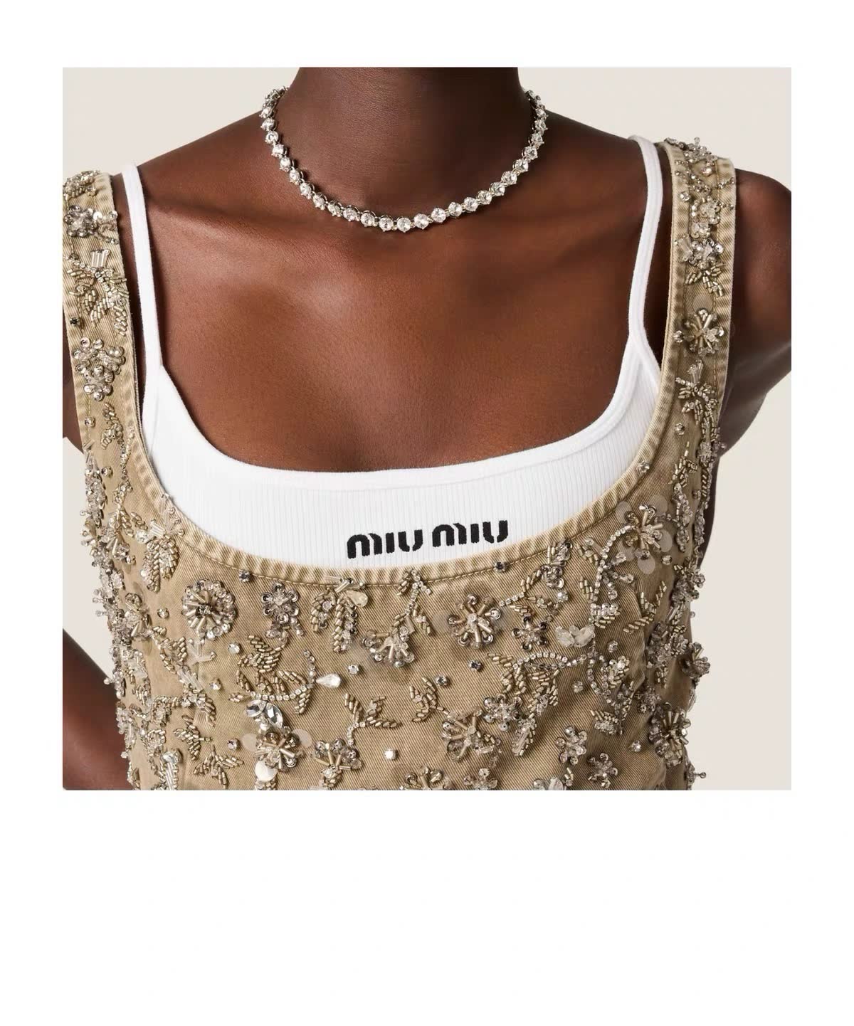 Miu Miu Silver Tone Crystal Bracelet